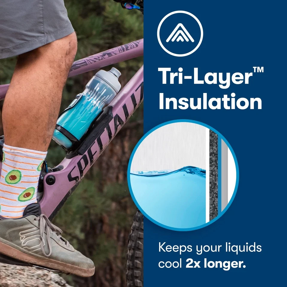 - Zipper - 20oz Muck, Slate Blue & Turquoise - Insulated Water Bottle - Ideal... - Image 3 of 4