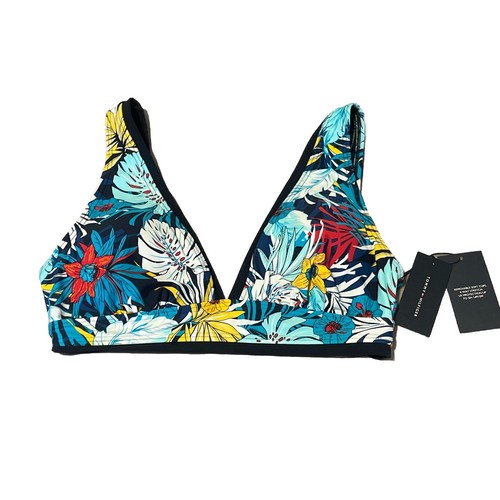 Tommy Hilfiger SKY CAPTAIN MULTI Printed Mesh-Trim Bikini Swim Top Size Large - Picture 2 of 8