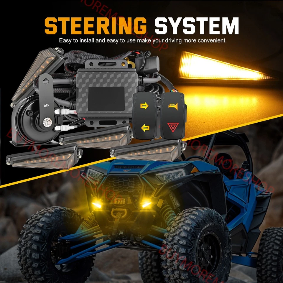 Kit de luces de señal de giro UTV con bocina legal para calle Polaris Can-Am Honda ATV SXS Foto 3 de 4