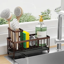 Cisily Brown Sponge Holder for Kitchen Sink, Sink Caddy Organizer with High B...
