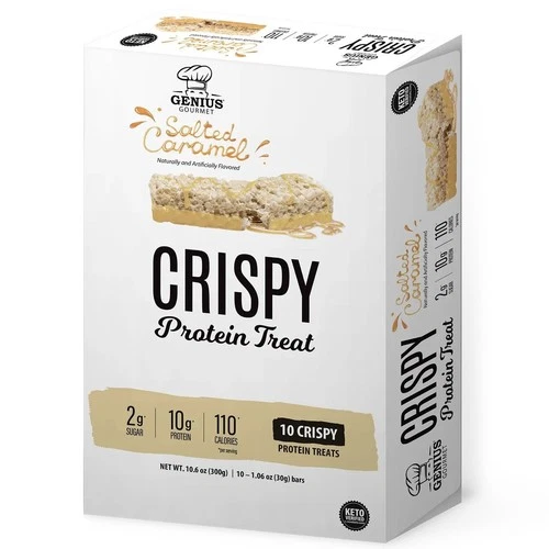 Genius Gourmet Crispy Protein Treat - Salted Caramel (10 Bars)