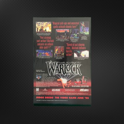 Warlock Video Game Original Print Ad 90's 1995 SNES Genesis