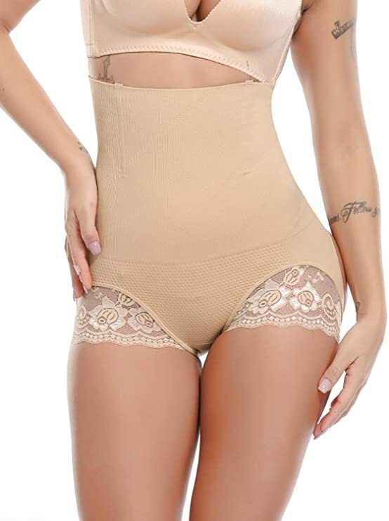 Women Body Sculpt Shaper High Waist Tummy Control Panties Butt Lifter Flat Tummy  Pants Open Crotch Hips Enlargement Unde size 6XL Color Beige