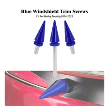 3x Blue Impaler Spike Wind Screen Windshield Bolt For Electra Street Glide 14-23