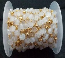 48 cali tęczowy kamień księżycowy moneta 4-6 mm, złoty piryt 3-4 mm koraliki Rondelle złoty drut