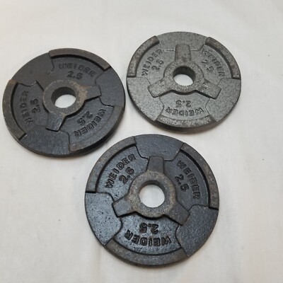Weider International Three kg lb Olympic plates Weights Vintage 