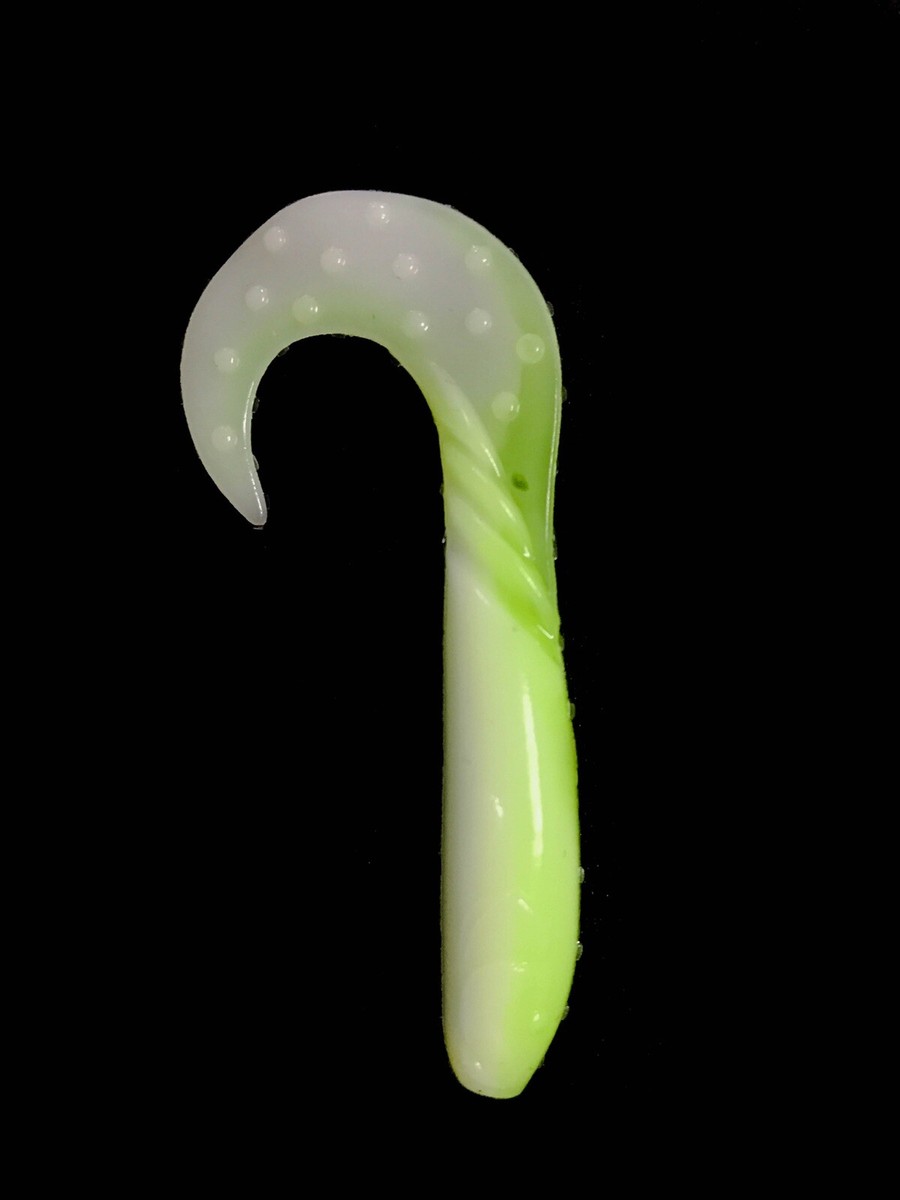 2 Packs De 12 Leurres Souples Gobble Wiggly Vert/jaune - Pour Pêche En Mer (Fluke, Bar, Etc.)