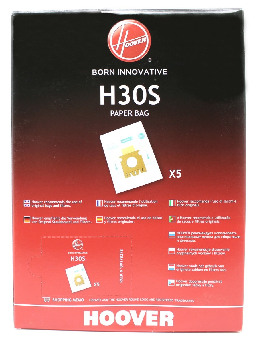 HOOVER H30S Sacchetti Carta x5 per Aspirapolvere Arianne, Discovery, Octopus, Telios