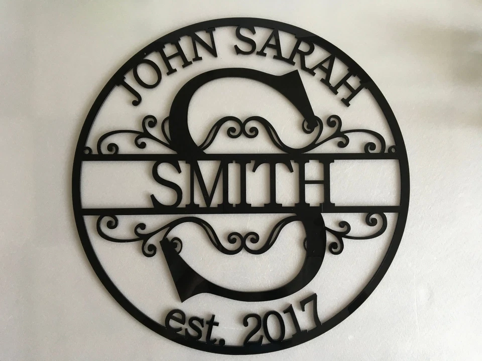Personalized Family Last Name Est. Metal Sign Initial Split Letter Couple Names  - Image 4 of 4