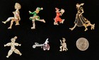 Vintage Costume Jewelry Brooch Pin Collection 7-People In-Action Doing Things