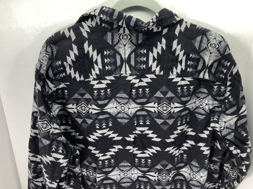 American Eagle Aztec Shirt Men Size Large Black Button Long Sleeve Navajo Cotton - Picture 9 of 12