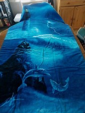 NEW Vintage 2000 Moonlight Dolphins Oversized Beach Bath Towel 100% Soft Cotton