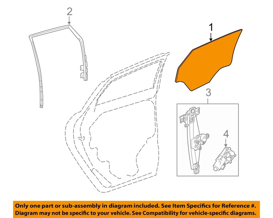 Rear Right Door Glass OEM 2010 2011 2012 2013 2014 2015 2016 Cadillac SRX - Image 3 of 4