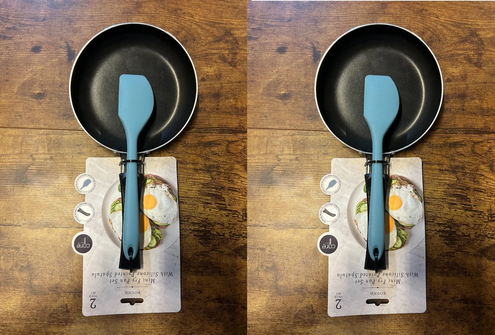 Lot of 2 Core Kitchen Mini Round 2-pc. Fry Pan Set in Blue Non Stick Pan