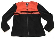 Jamie Brooke Women's Vintage Suede Black & Orange Zipper Jacket Size 10