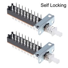 2 Pack Self-Locking Push Button Switch 6PDT 6 Pole 18 Pin 1 Position