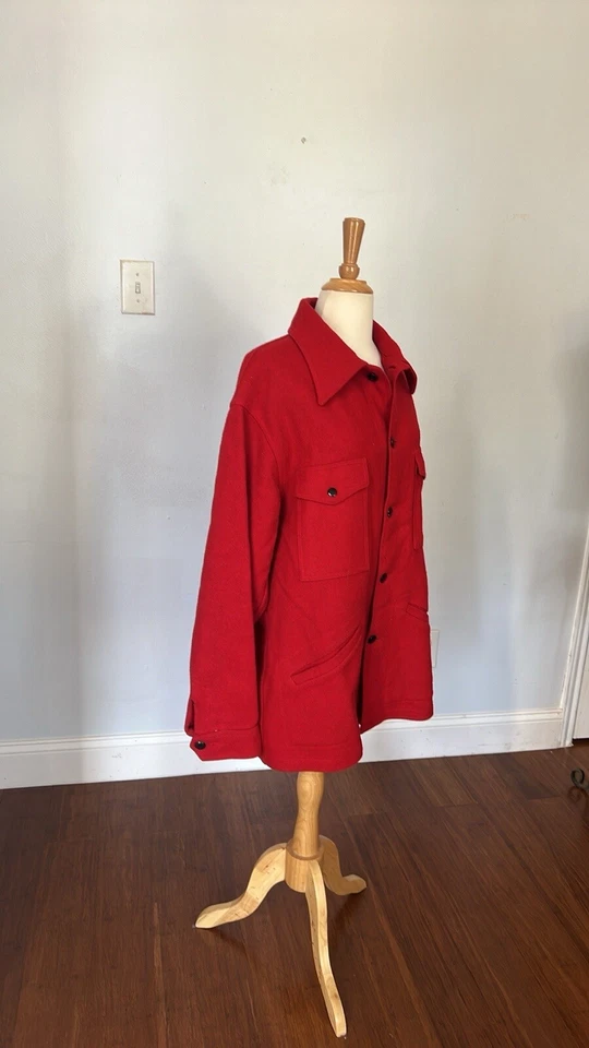 Vtg Pendleton Chore Jacket Mens L Red Virgin Wool Shacket Made in USA Workwear - Image 4 of 4