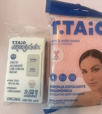 New ESPONJABON T-TAIO Concha Nacar Mother of Pearl Soap Sponge W/body Scrubber