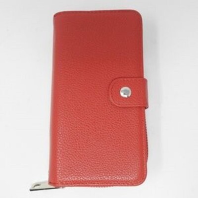 in Zipper Pocket Leather Wallet Case with Wrist Strap For