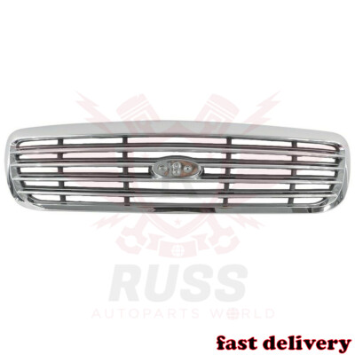 New Front Grille Chrome Shell with Gray Insert For 1998-2011 Ford