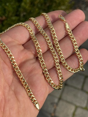 Solid 10k Yellow Gold Mens 4.5mm Miami 
