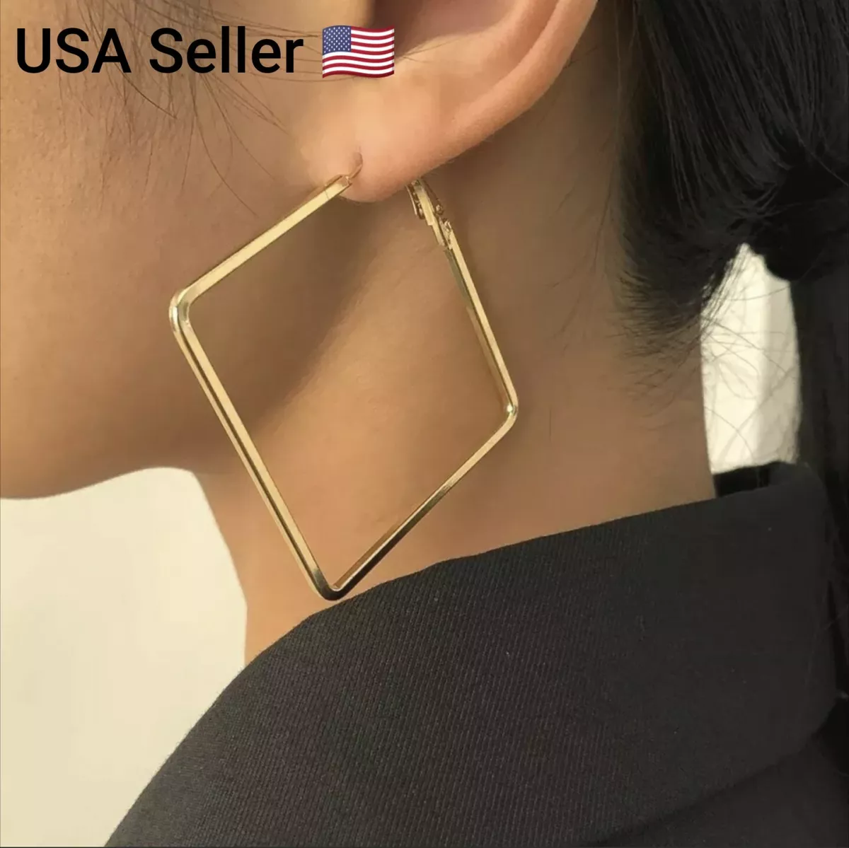 Big square hoop earrings deals