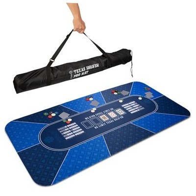 GAMBLUXE 70''X35'' / 47''X23'' Professional Poker Mat for Table - 70x35 Inch - Blue