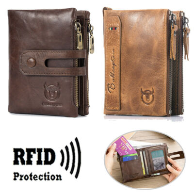 Echt-Leder Geldbörse Herren RFID Portemonnaie Männer Geldbeutel Portmonee Wallet