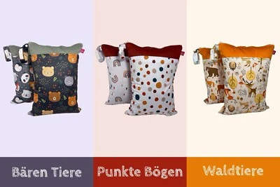 WEBADA Wetbag Set 2 Nasstaschen Kita Wechselkleidung Wickeltaschen