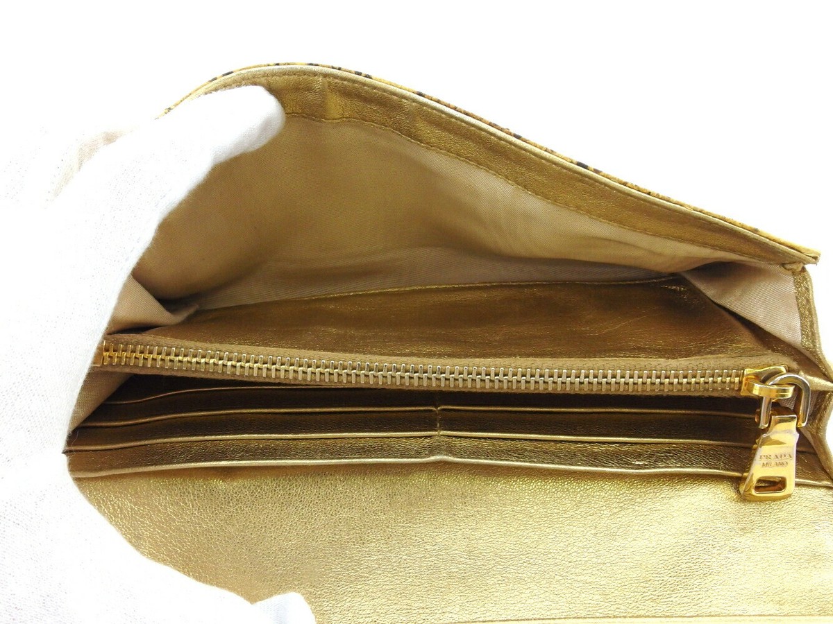 Prada Wallet Python Beige Python Leather Authentic USED