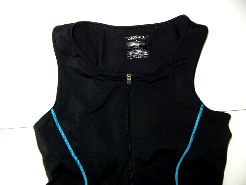 DANSKIN Black Spandex SLEEVELESS TRIATHLON SUIT Running Cycling Shorts Women XL - Image 2 of 4