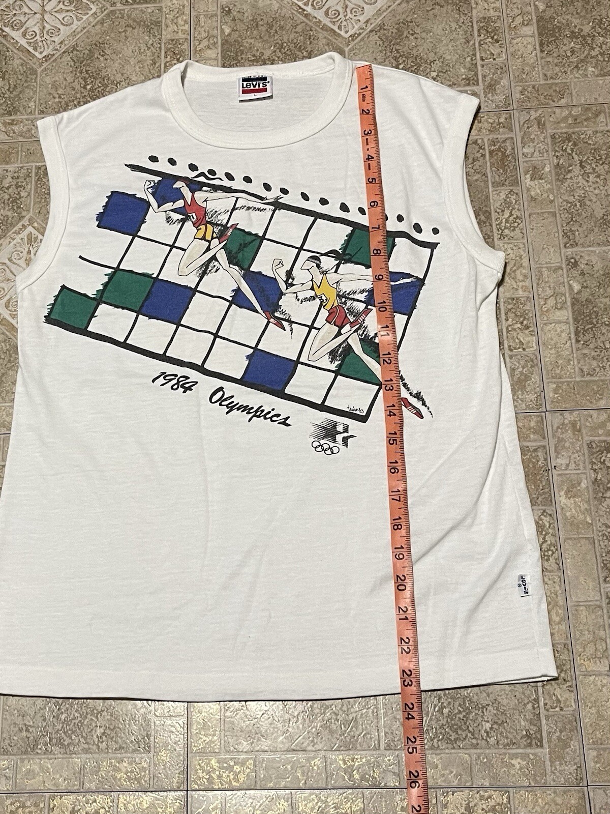 Vintage 1984 Olympics X Levi’s Running Graphic Tank Top Shirt Size Large image 7