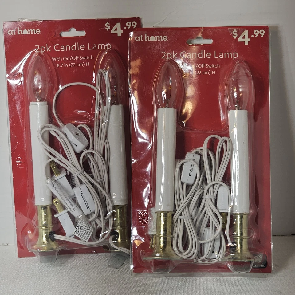 Vtg At Home 2 Packs of Two Solid Brass Base Holiday Candles Plug In W/On-Off - Image 2 of 2