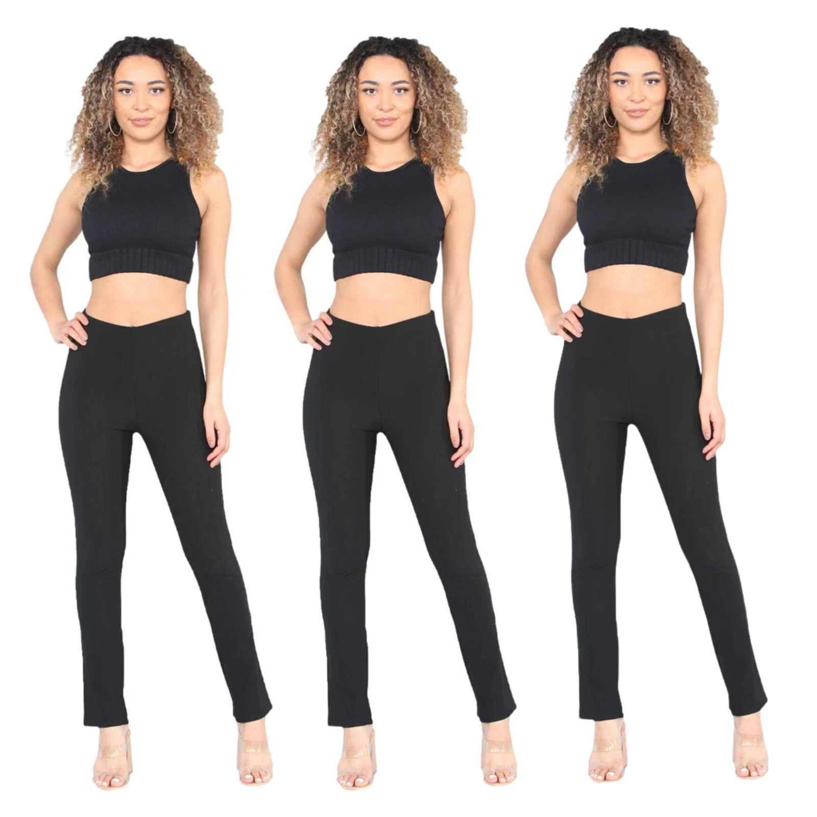 3X Ladies Bootleg Trousers Womens Bootcut Stretch Pull On Work Carer Nurse Pants