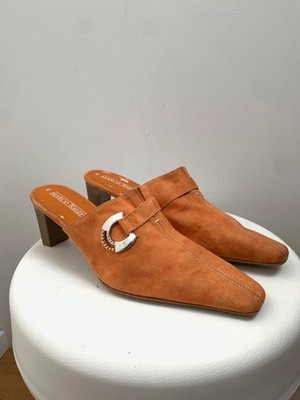 Marco Tozzi Mules Wildleder Orange Blockabsatz Gr. 40