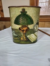 Vintage J L Clark Co Metal Trash Can With Lamp,clock