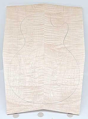 Figured 3A Curly Maple Droptop Glued Luthier Wood (21 x 15-1/4 - 12-3/4 x7/16)
