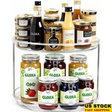 2-Tier Lazy Susan Organizer Rotating Storage Kitchen Bathroom Makeup Pantry New