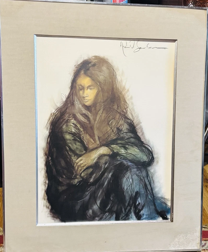 NEAL E SWANSON Abstracto MODERNO VINTAGE LÁPIZ DIBUJO CARBÓN LITOGRAFÍA IMPRESIÓN Foto 2 de 4