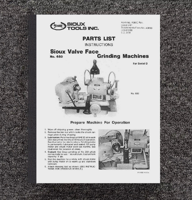 #ad #ad 680 Valve Grinder Instruction amp; Parts Manual Sioux Model 680 Printed Manual $19.97