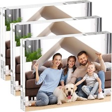 6x8 Acrylic Picture Frames 3 Pack, Clear Picture Frames Freestanding