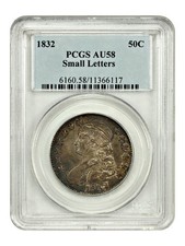 1832 50C PCGS AU58 (Small Letters) - Capped Bust Half Dollar - Impressive Slider