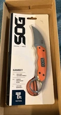SOG Gambit Fixed Blade Karambit Knife- Orange