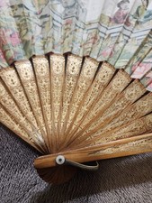 Antique Silk Fan, wood guilded with delicate gold design.
