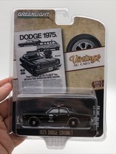 Greenlight Vintage Ad Cars 1975 Dodge Coronet Police Car Toy New 1:64