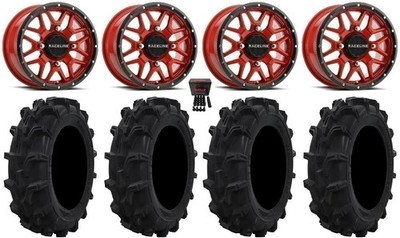 Raceline Krank 14'' Wheels Red +38mm 29'' Mud XC Tires Polaris Sportsman