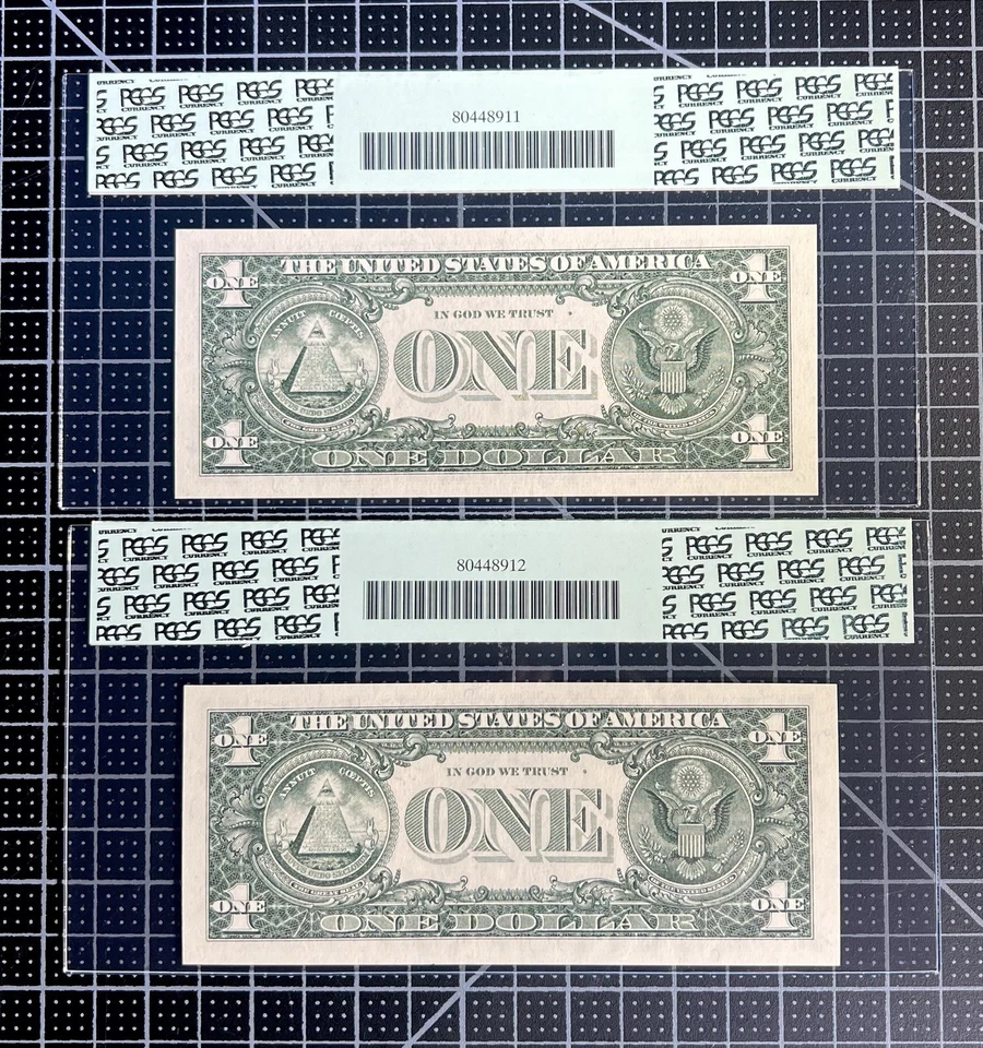 (2) Fr 1920 C 1993 $1 FRN Philadelphia WEB Note Consecutive SN PCGS 66 & 65PPQ - Image 2 of 2