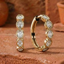 0.5CT 14K Solid Gold Bezel Set Oval Cut Lab G...