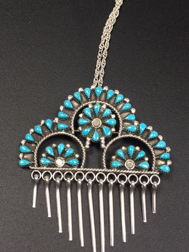 Collar Colgante Broche Nube Lluvia Punto Pequeño Turquesa Arelene Pinto Zuni - Imagen 4 de 11