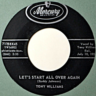 Tony Williams Let's Start All Over Again Teen R&B 45 7'' Vinyl -Check Coupons!